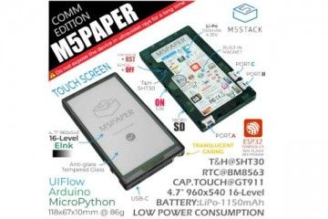 m5stack RASPBERRY PI M5Paper ESP32 Development Kit COMM Edition, M5Stack K049-C