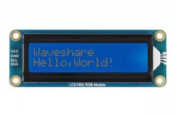 monochrome WAVESHARE LCD1602 RGB Module, 16x2 Characters LCD, RGB Backlight, 3.3V/5V, I2C Bus, Waveshare 19537