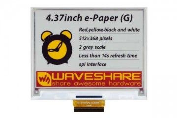 e-paper WAVESHARE 4.37inch E-Paper (G) raw display, 512 × 368, Red/Yellow/Black/White, Waveshare 22753