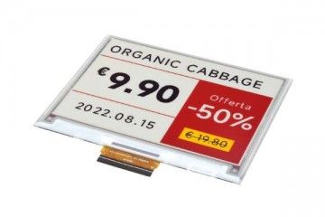 e-paper WAVESHARE 4.37inch E-Paper (G) raw display, 512 × 368, Red/Yellow/Black/White, Waveshare 22753