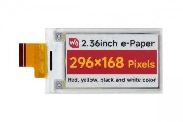 e-paper WAVESHARE 2.36inch E-Paper (G) raw display, 296 × 168, Red/Yellow/Black/White, Waveshare 22752