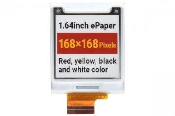 e-paper WAVESHARE 1.64inch square E-Paper (G) raw display, 168 × 168, Red/Yellow/Black/White, Waveshare 22505