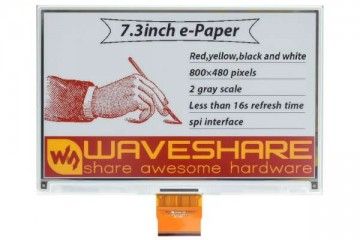e-paper WAVESHARE 7.3inch e-Paper HAT (G), 800 × 480, Red/Yellow/Black/White, Waveshare 22772