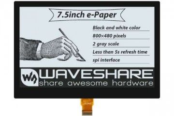 e-paper WAVESHARE 7.5inch e-Paper (G) E-Ink Optical Bonding Display, 800×480, Black / White, SPI, without PCB, Waveshare 21393