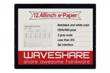 e-paper WAVESHARE 1304×984, 12.48inch E-Ink display module, red/black/white three-color, Waveshare 17299