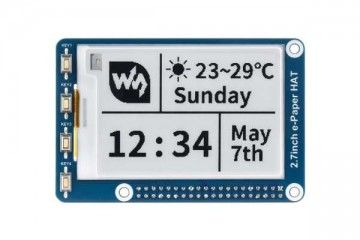 e-paper WAVESHARE 264x176, 2.7inch E-Ink display HAT for Raspberry Pi, Waveshare 13354