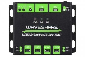  WAVESHARE Industrial grade USB HUB, Extending 4x USB 3.2 Ports, Switchable dual hosts, Multi Protections, Waveshare 23929