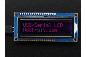 lcd-s ADAFRUIT USB + Serial Backpack Kit with 16x2 RGB backlight positive LCD - Black on RGB, Adafruit 784