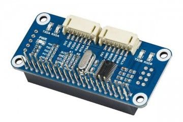 HATs WAVESHARE Serial Expansion HAT for Raspberry Pi, I2C Interface, 2-ch UART, 8 GPIOs, Waveshare 15667