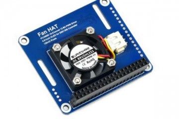 HATs WAVESHARE PWM Controlled Fan HAT for Raspberry Pi, I2C, Temperature Monitor, Waveshare 17951