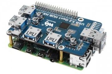 HATs WAVESHARE USB 3.2 Gen1 HUB HAT for Raspberry Pi, 4x USB 3.2 Gen1 Ports, Driver-Free, Waweshare 17584