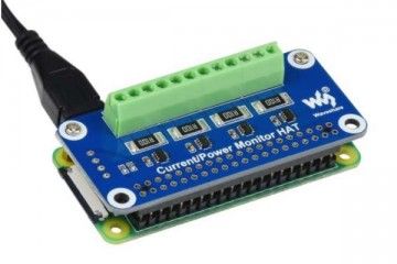 HATs WAVESHARE 4-ch Current-Voltage-Power Monitor HAT for Raspberry Pi, I2C-SMBus, Waveshare 17539