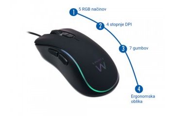 miške EWENT  Miška Ewent RGB Gaming, 3600 dpi, USB PL3302