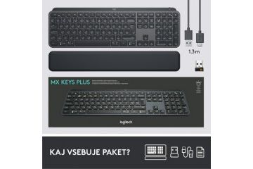 tipkovnice LOGITECH Tipkovnica Logitech MX Keys Plus, grafitna barva, SLO g.