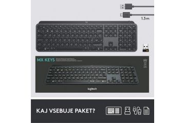 tipkovnice LOGITECH Tipkovnica Logitech MX Keys, grafitna barva, SLO g.