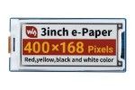 e-paper WAVESHARE 3inch E-Paper Module (G), 400 × 168, Red/Yellow/Black/White, Waveshare 22758
